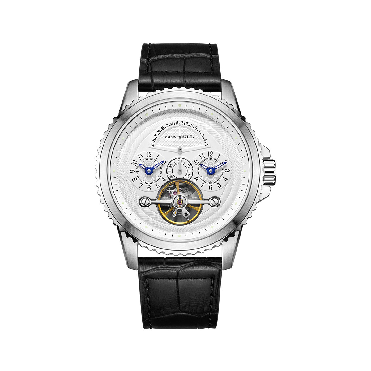 Duale Zeitzone | Retrograde Kalender | Schwungrad | 44mm