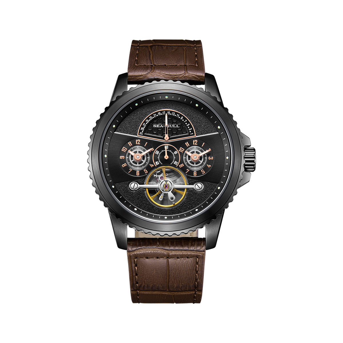Duale Zeitzone | Retrograde Kalender | Schwungrad | 44mm