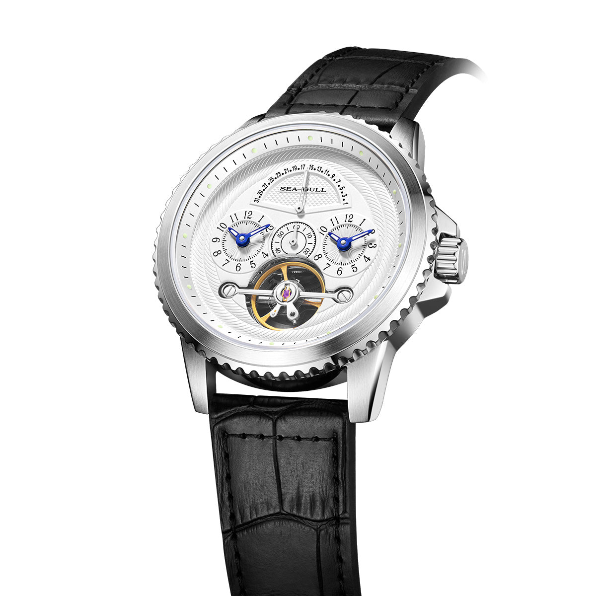 Duale Zeitzone | Retrograde Kalender | Schwungrad | 44mm