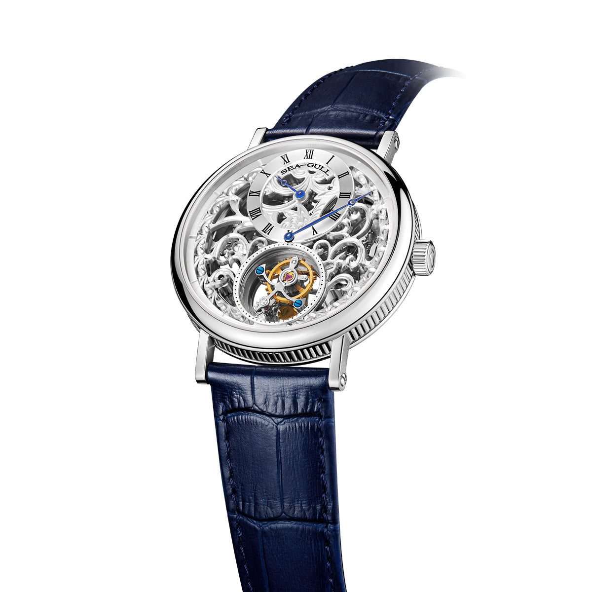 Tourbillon excentrique | Gravure à la main | Cadran à motif de vigne | Squelette | Régulateur | 39mm