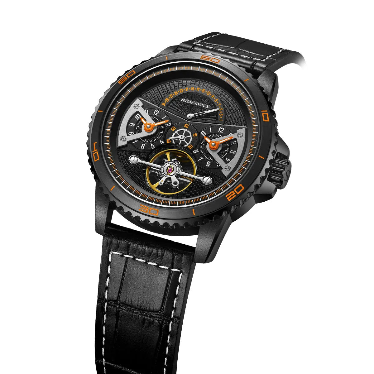 Dual Time Zone | GMT | Retrograde Calendar | Flywheel | 44mm Sea-Gull