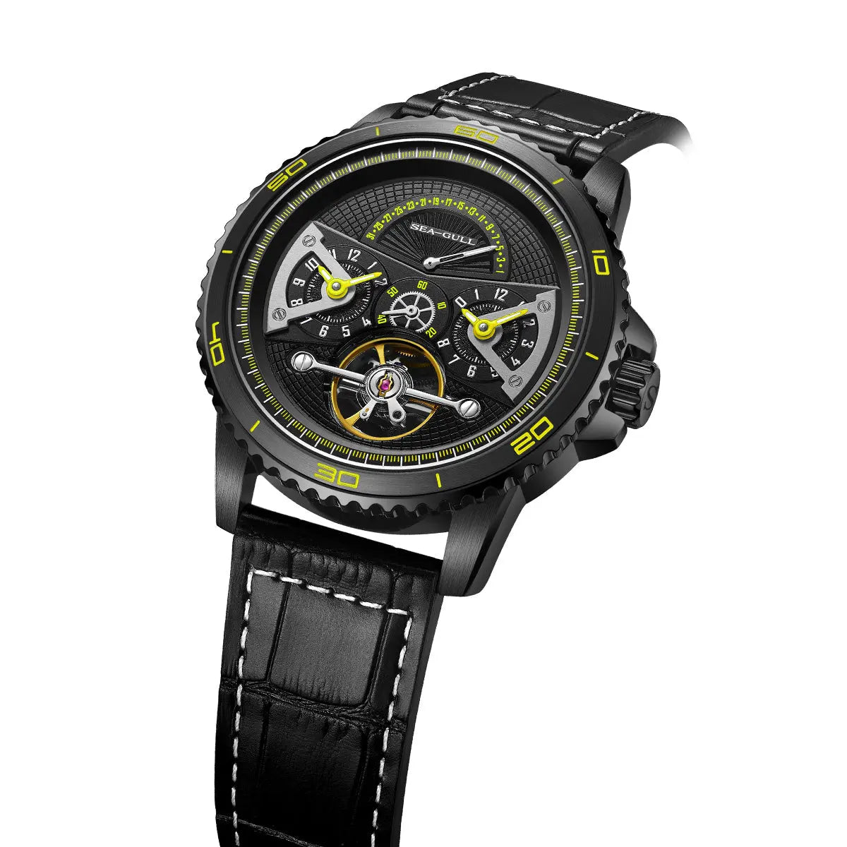 Dual Time Zone | GMT | Retrograde Calendar | Flywheel | 44mm Sea-Gull