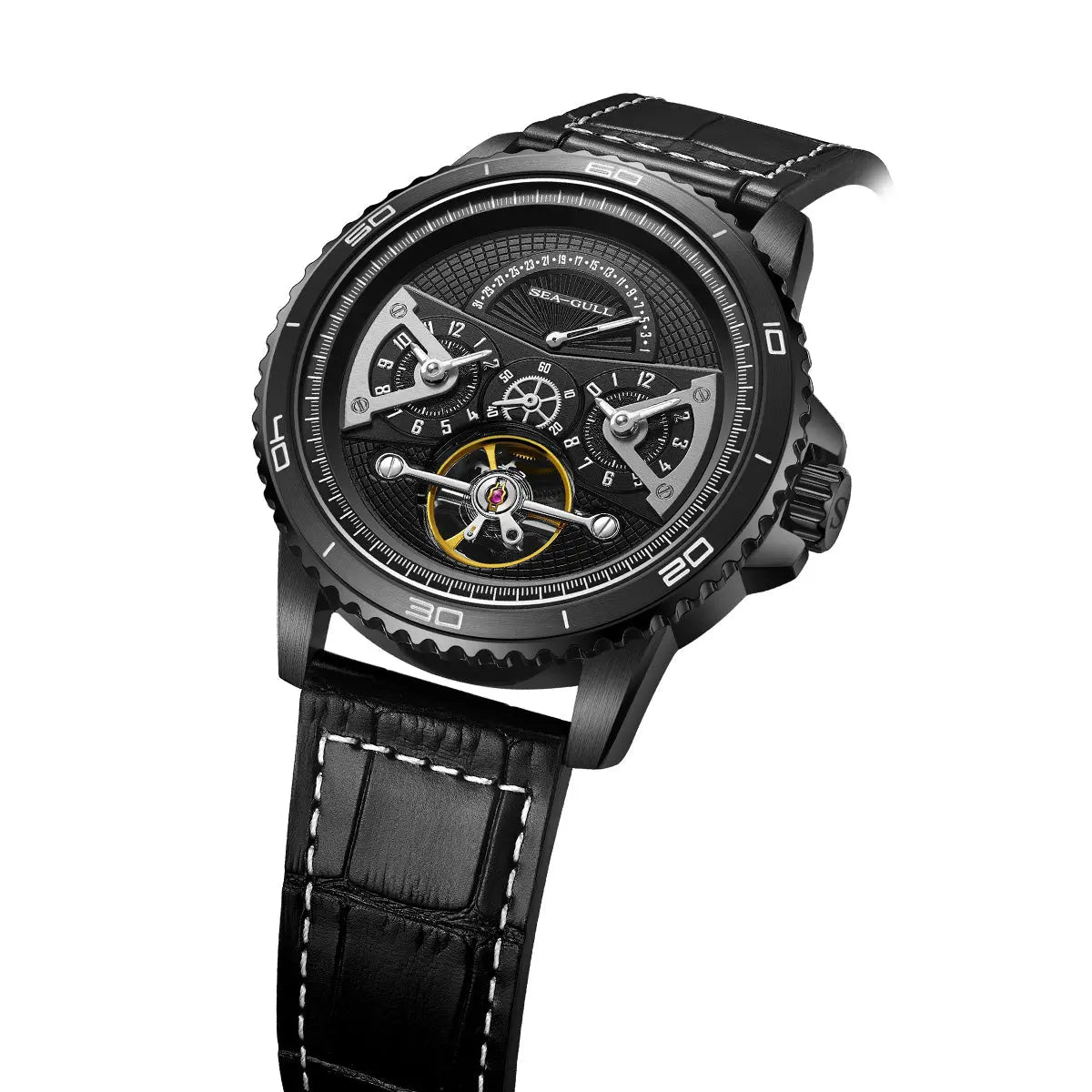 Dual Time Zone | GMT | Retrograde Calendar | Flywheel | 44mm Sea-Gull