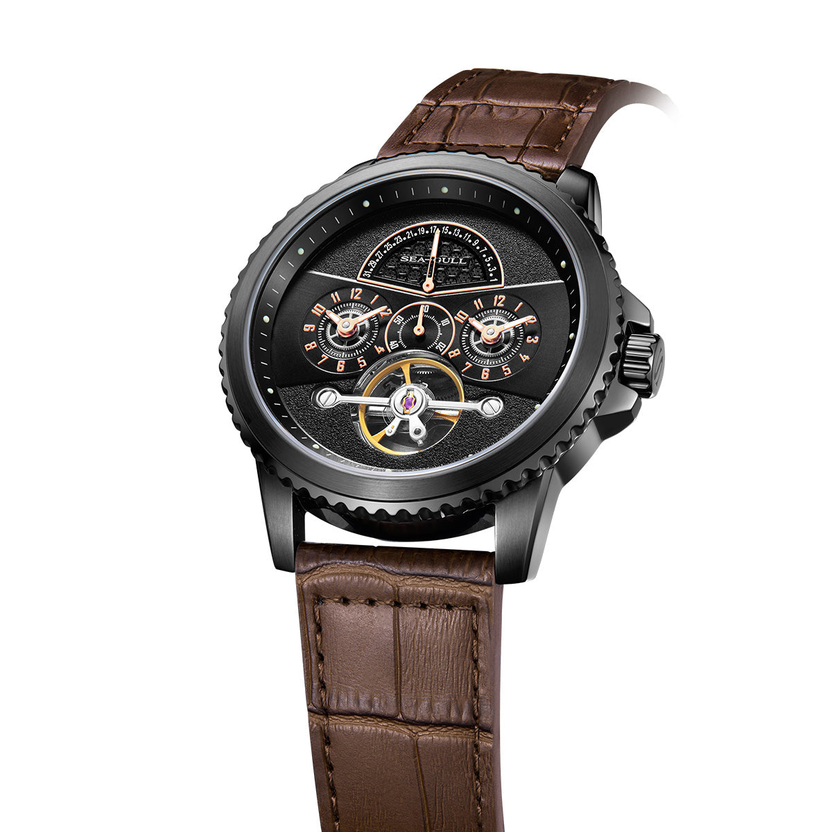 Duale Zeitzone | Retrograde Kalender | Schwungrad | 44mm