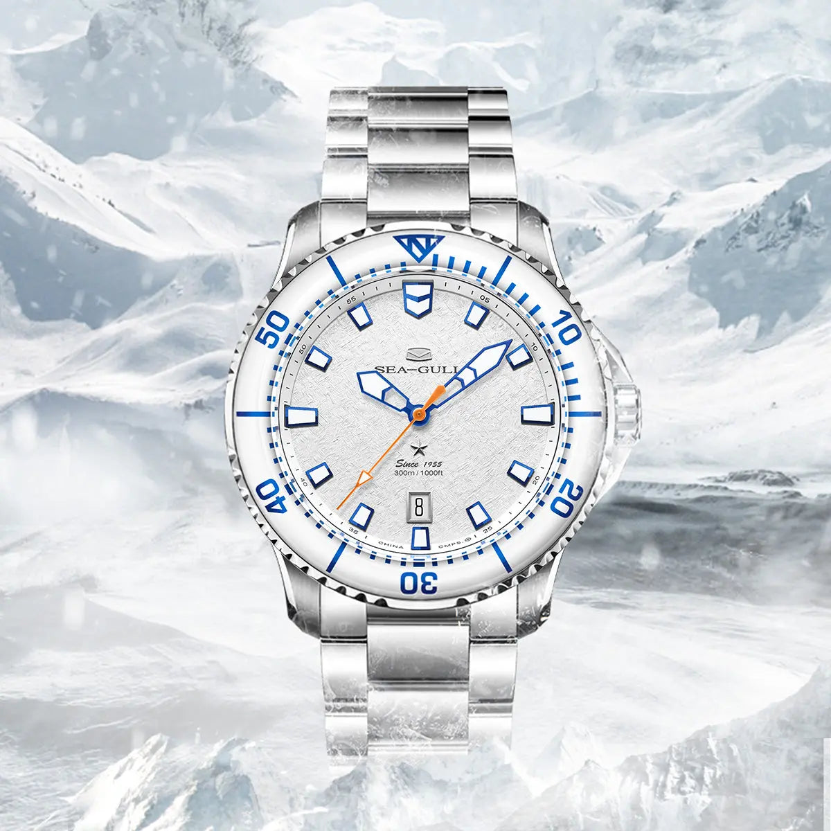 Ocean Series Pro | Ice Wing Snow Region | 300M Waterproof | Luminous | Calendar | 43.5mm Sea-Gull
