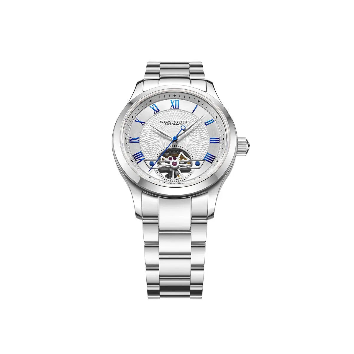 Reloj Sea-Gull oficial con volante, esfera guilloché, números romanos, 39 mm