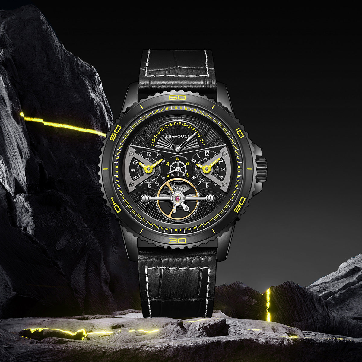 Dual Time Zone | GMT | Retrograde Calendar | Flywheel | 44mm