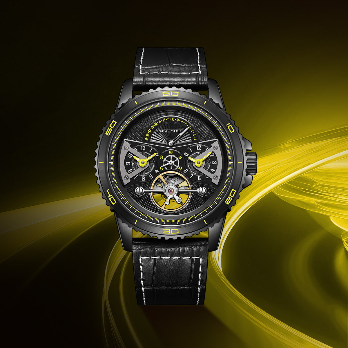 Dual Time Zone | GMT | Retrograde Calendar | Flywheel | 44mm