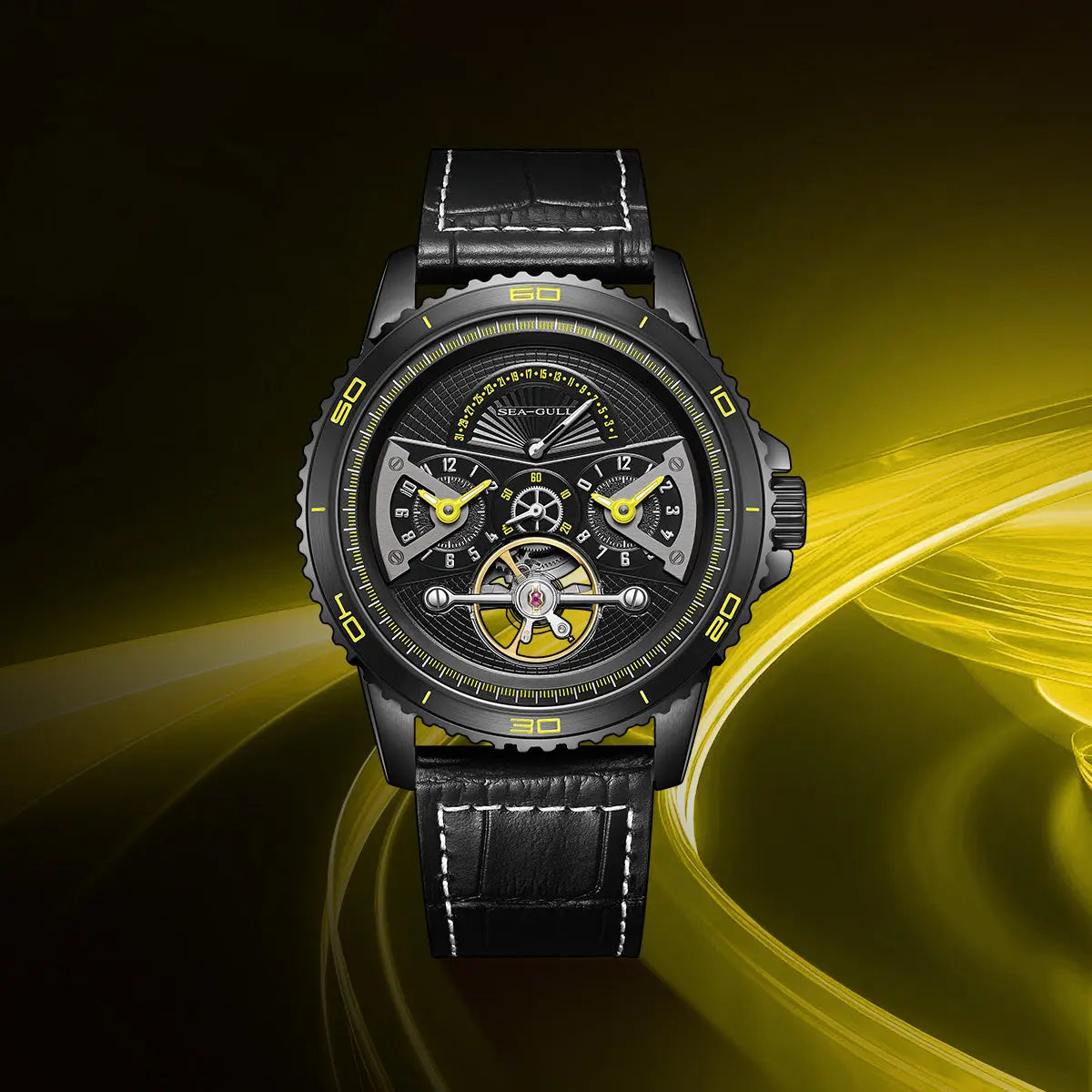 Dual Time Zone | GMT | Retrograde Calendar | Flywheel | 44mm Sea-Gull