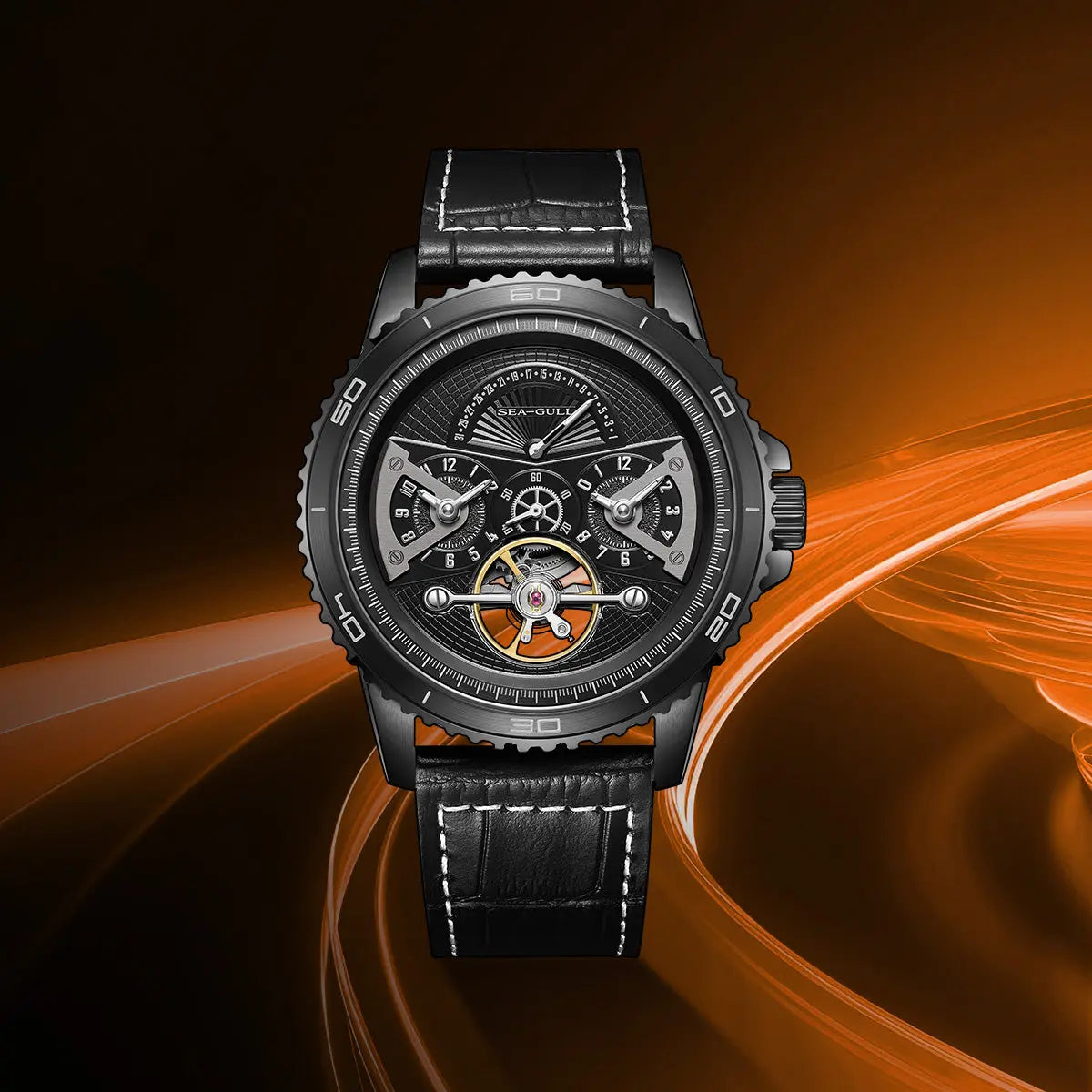 Dual Time Zone | GMT | Retrograde Calendar | Flywheel | 44mm Sea-Gull