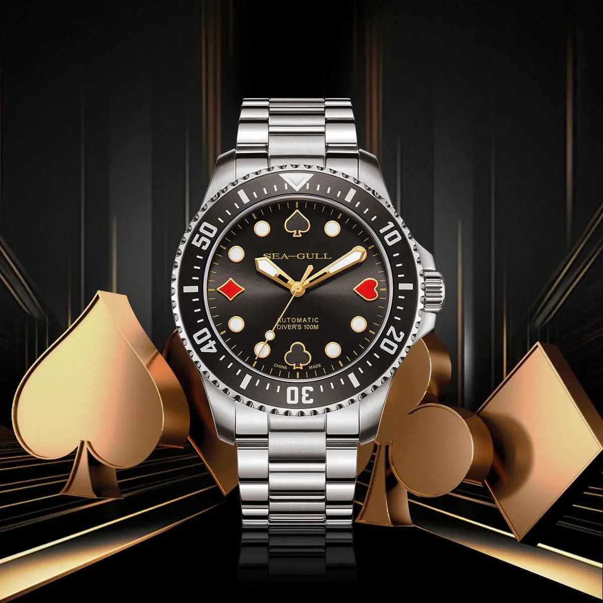 Ocean Series | Diving | Poker Master | 100M Waterproof | Luminous | 44.5mm - Sea-Gull Watch Official Store