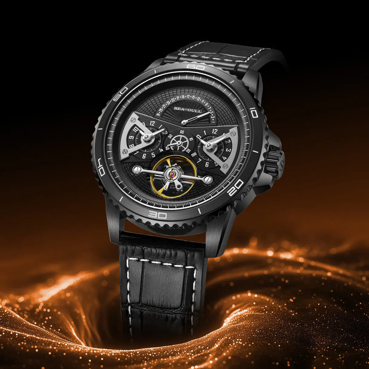 Dual Time Zone | GMT | Retrograde Calendar | Flywheel | 44mm Sea-Gull