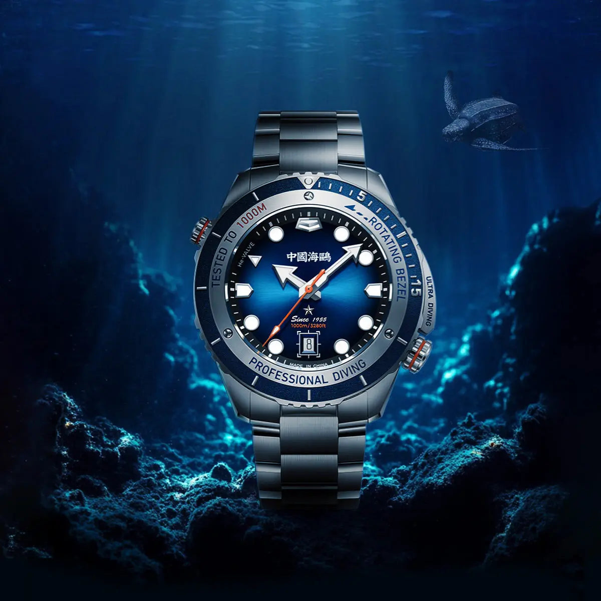 Deep Ocean|Ultra Diving Series | 1000M Waterproof | Helium Valve Design | Integrated Rotating Bezel | 45mm Sea-Gull