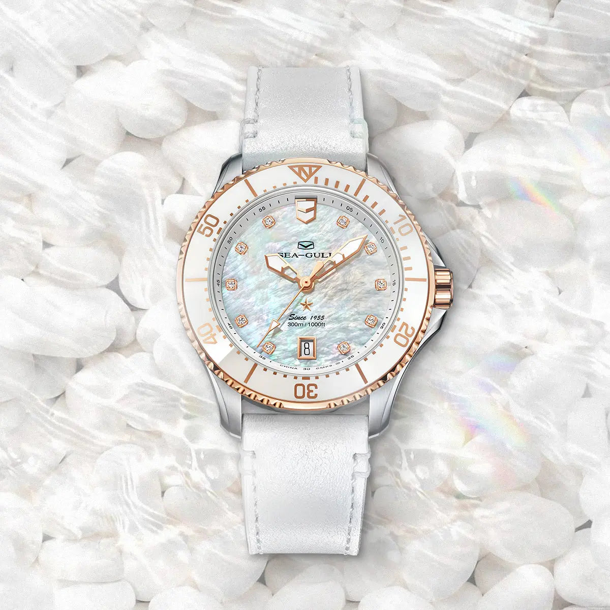Ocean Series | Mother-of-Pearl Dial | Luminous | 300m Waterproof | 40mm Sea-Gull