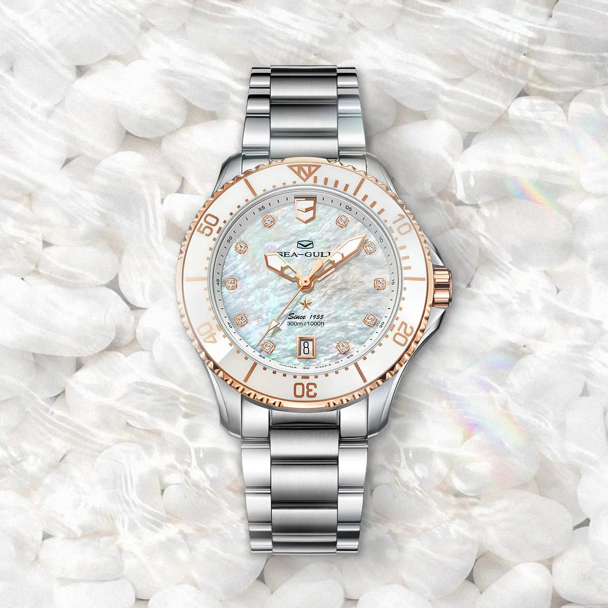 Ocean Series | Mother-of-Pearl Dial | Luminous | 300m Waterproof | 40mm Sea-Gull