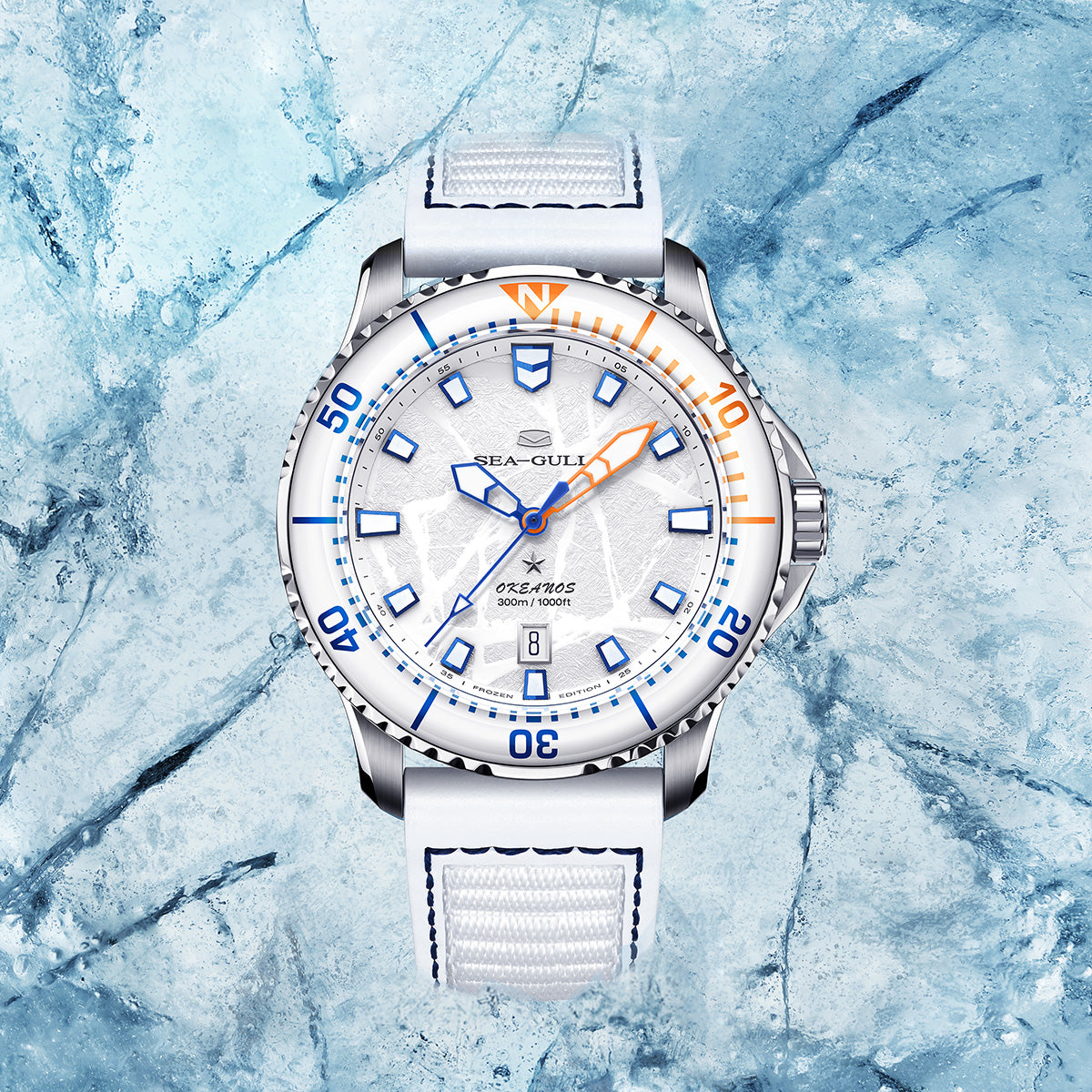 Serie Oceánica Pro | Ala de Hielo | Titanio | 300m Impermeable | 43mm