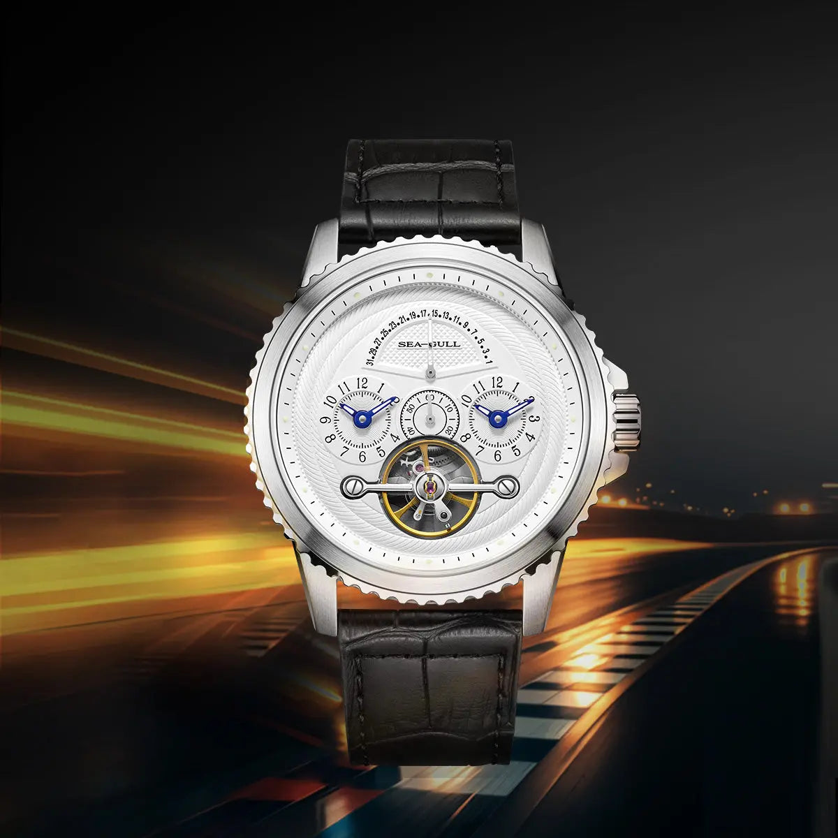 Dual Time Zone | Retrograde Calendar | Flywheel | 44mm Sea-Gull