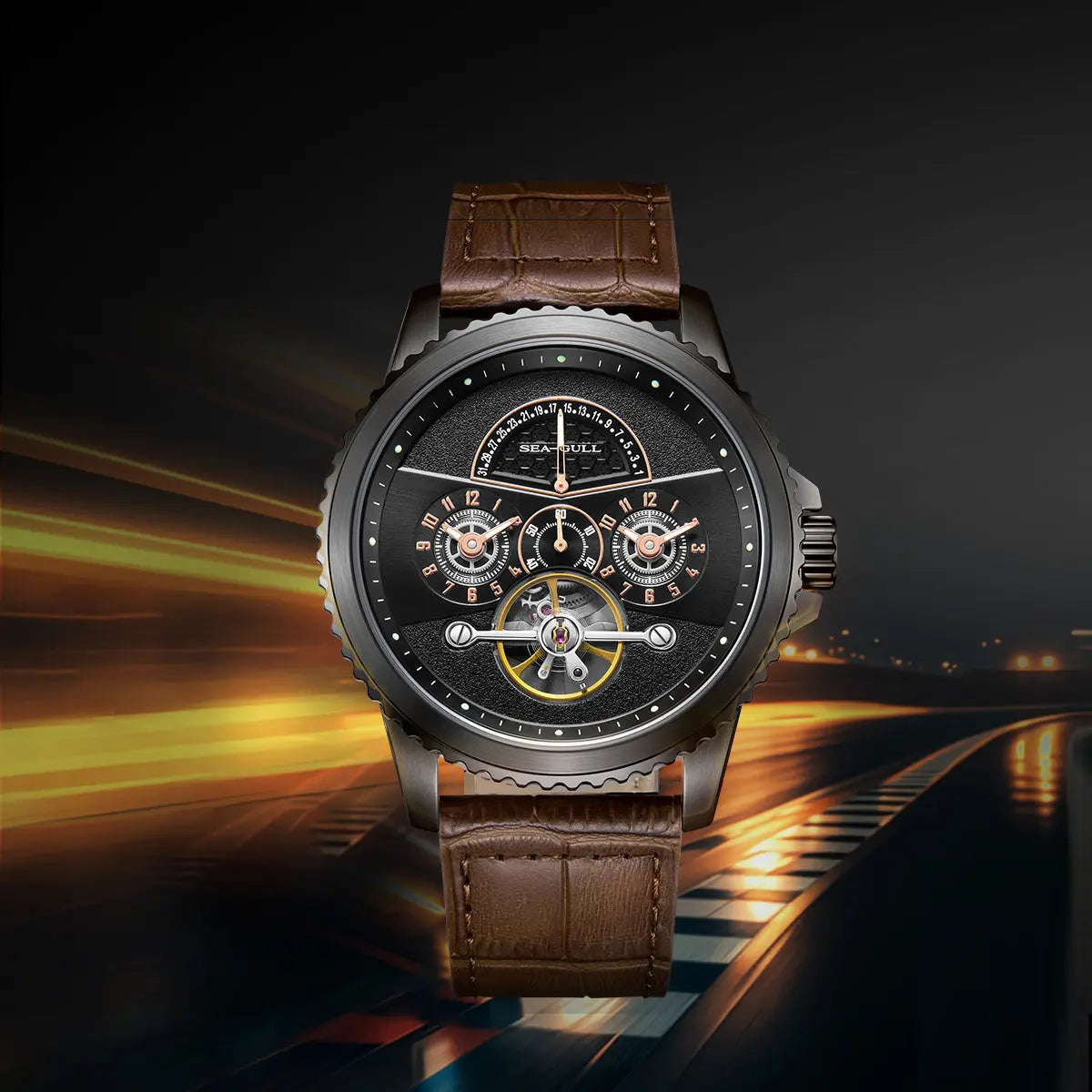 Dual Time Zone | Retrograde Calendar | Flywheel | 44mm Sea-Gull