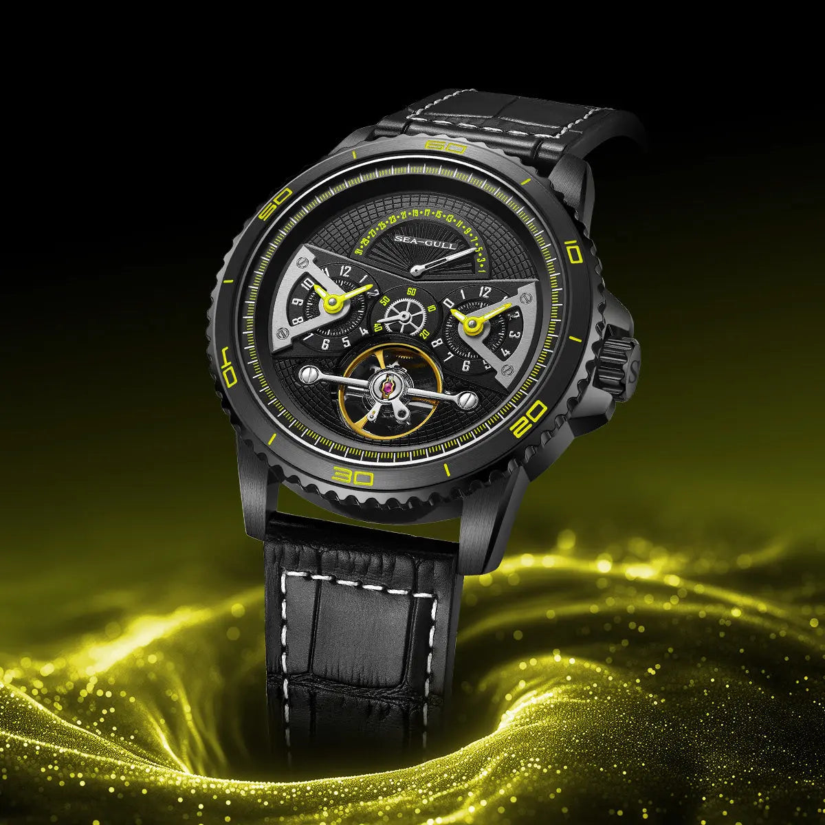 Dual Time Zone | GMT | Retrograde Calendar | Flywheel | 44mm Sea-Gull