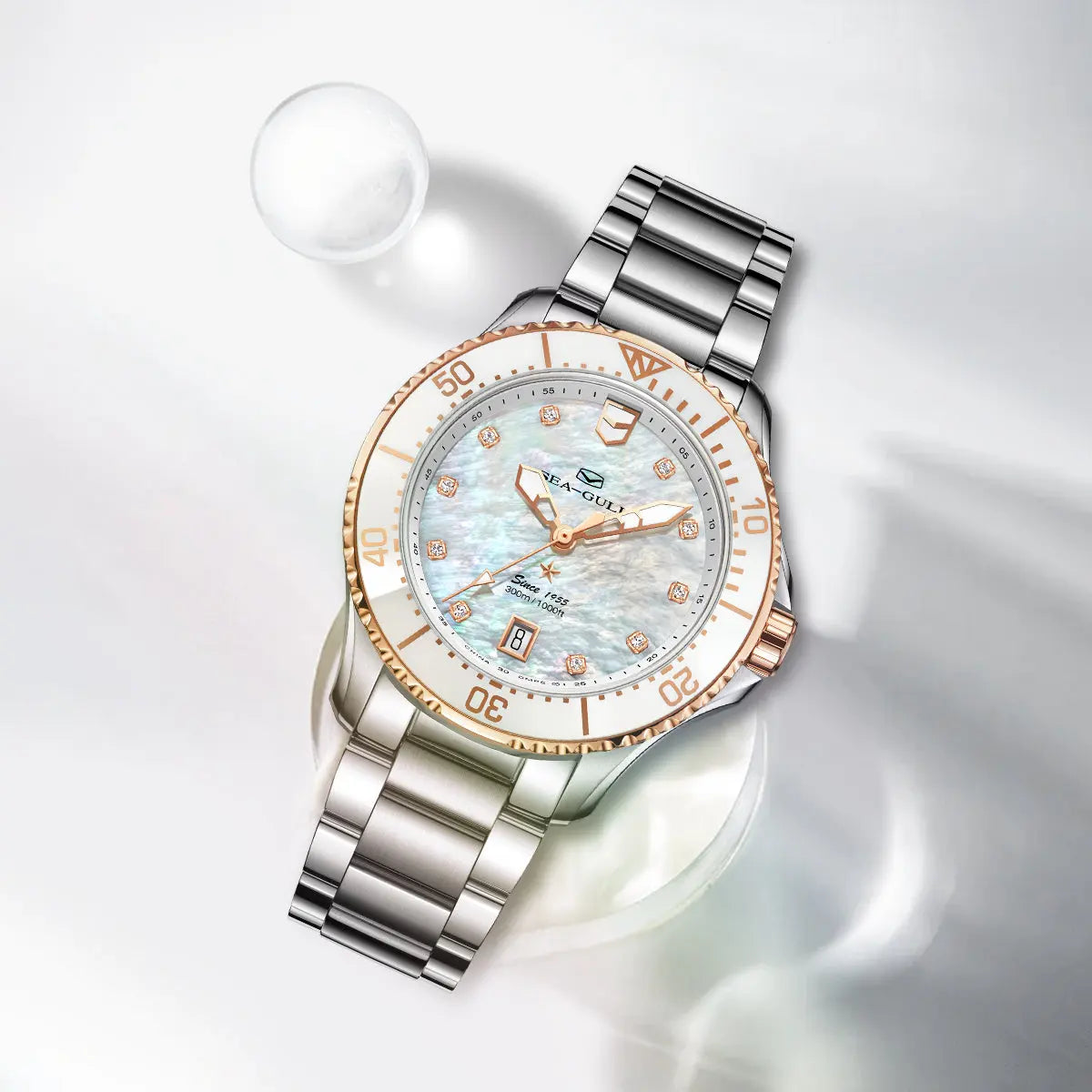 Ocean Series | Mother-of-Pearl Dial | Luminous | 300m Waterproof | 40mm Sea-Gull