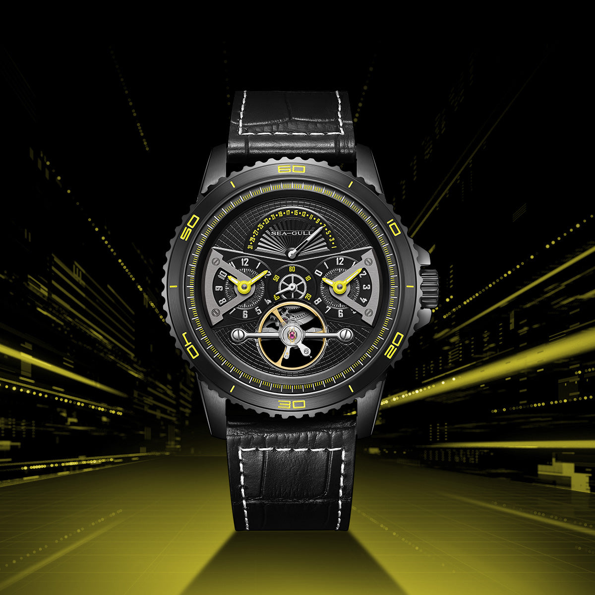 Dual Time Zone | GMT | Retrograde Calendar | Flywheel | 44mm