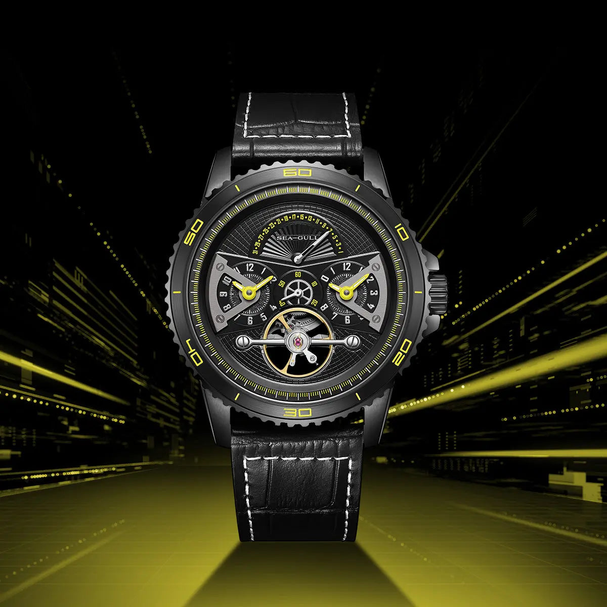 Dual Time Zone | GMT | Retrograde Calendar | Flywheel | 44mm Sea-Gull