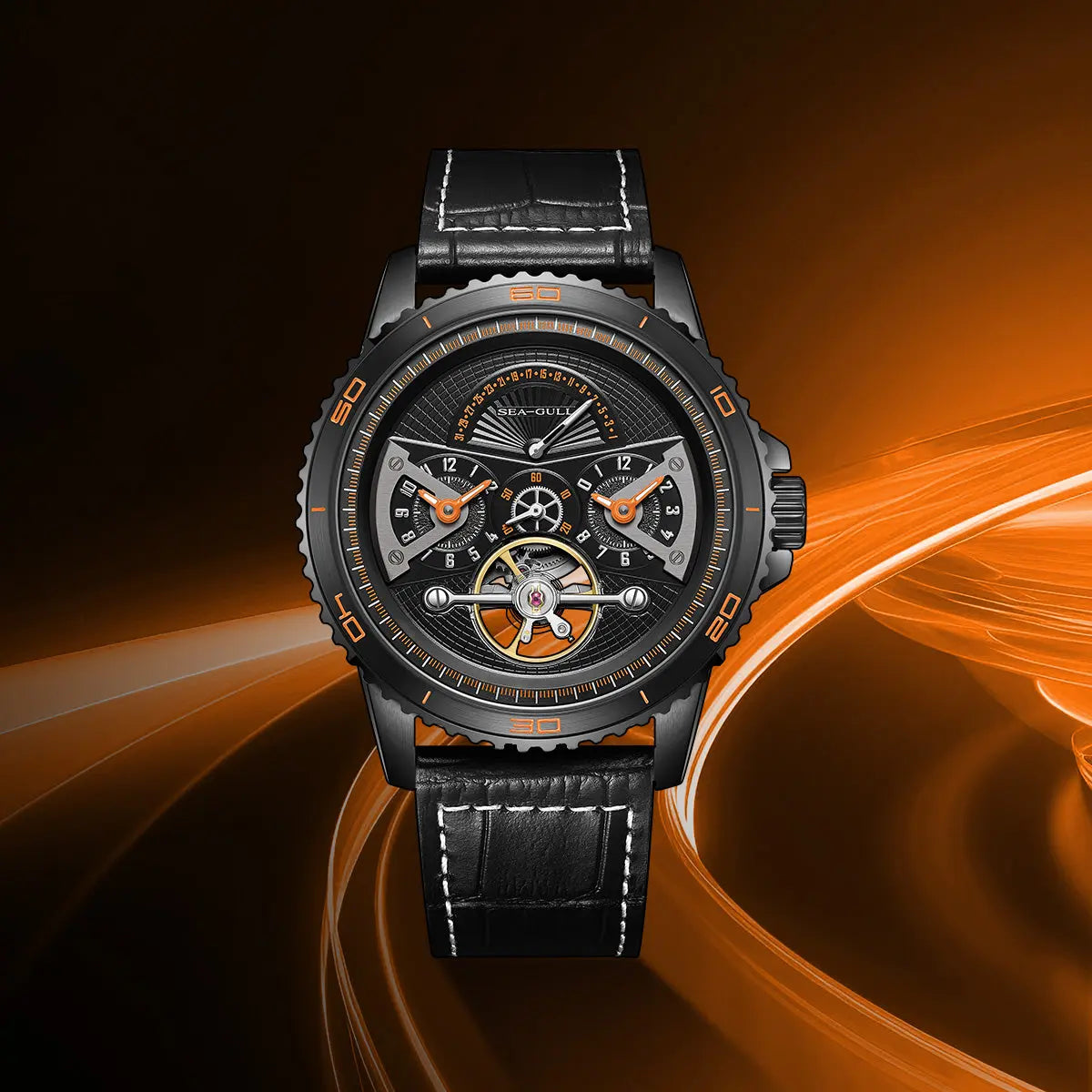 Dual Time Zone | GMT | Retrograde Calendar | Flywheel | 44mm Sea-Gull