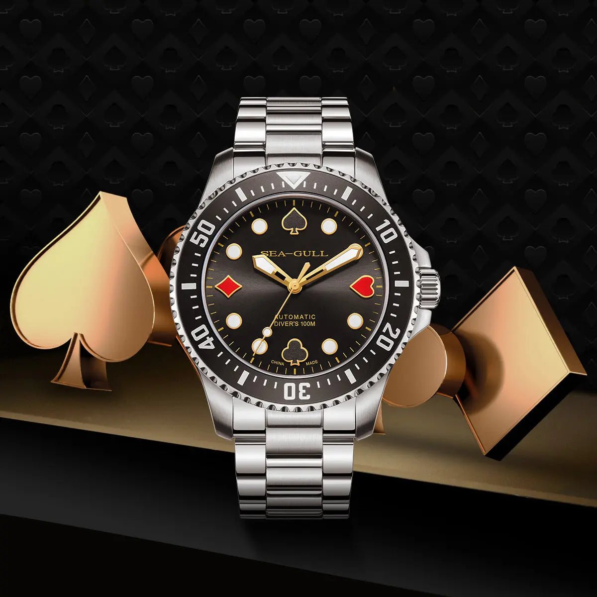 Ocean Series | Diving | Poker Master | 100M Waterproof | Luminous | 44.5mm - Sea-Gull Watch Official Store