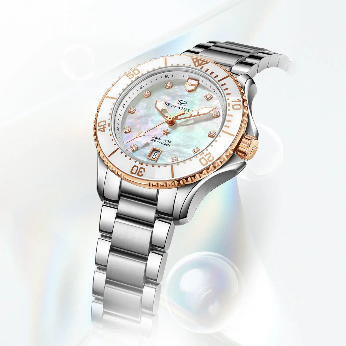 Ocean Series | Mother-of-Pearl Dial | Luminous | 300m Waterproof | 40mm Sea-Gull