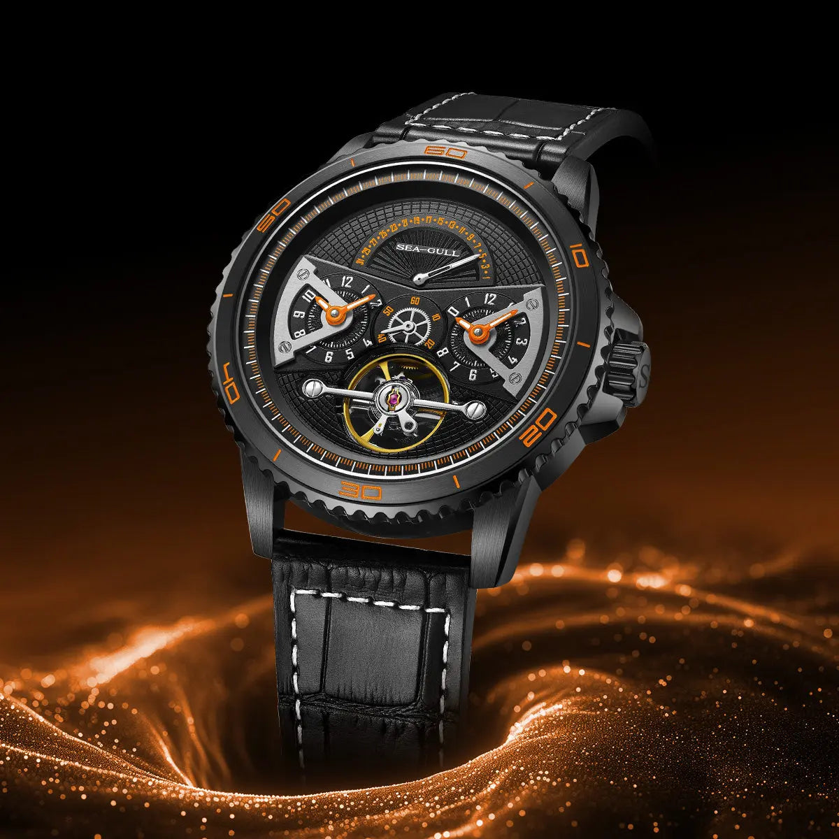 Dual Time Zone | GMT | Retrograde Calendar | Flywheel | 44mm Sea-Gull