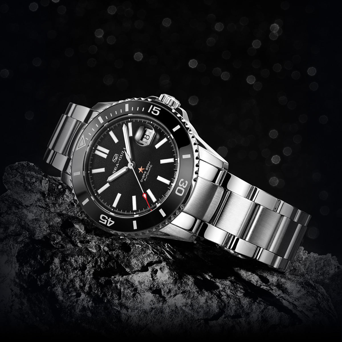 Serie Oceánica | 200M Impermeable | Bisel de Cerámica | Luminiscente | Calendario | 44mm