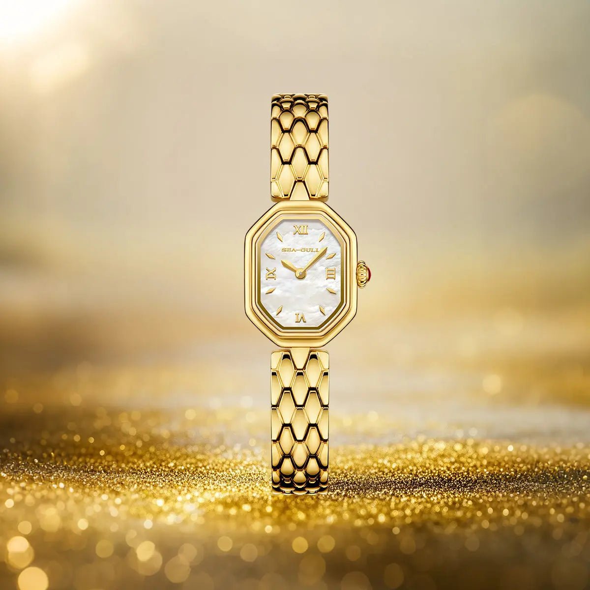 Octagonal | Slim | Quartz Movement | Mother-of-pearl dial | 24mm - Sea-Gull Watch Official Store