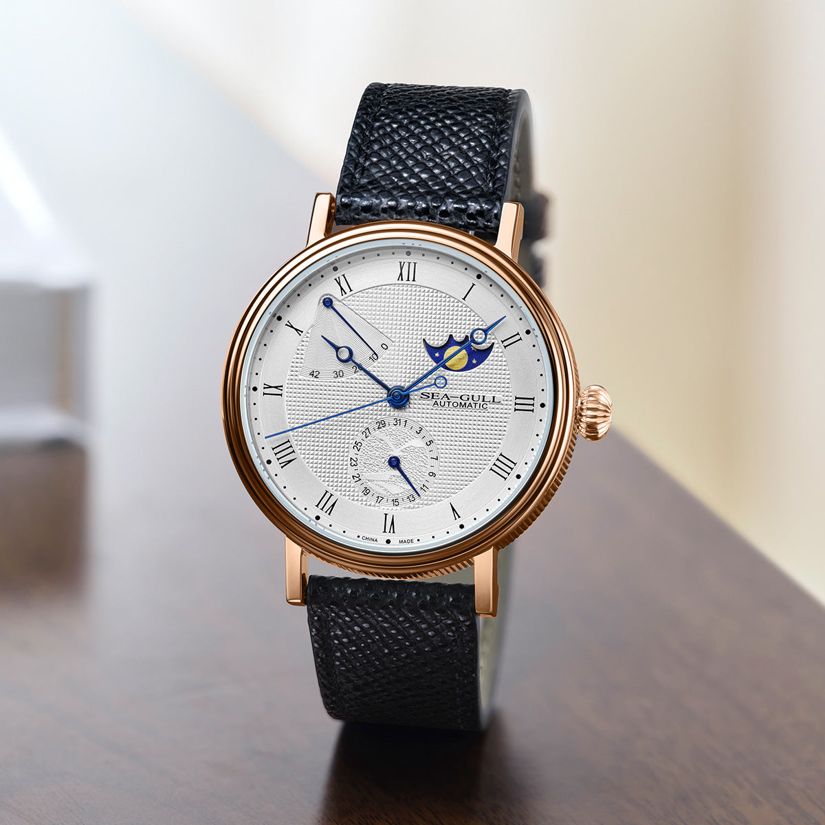Mondphase | Geschäft | Vollständiger Kalender | Energieindikator | 41mm