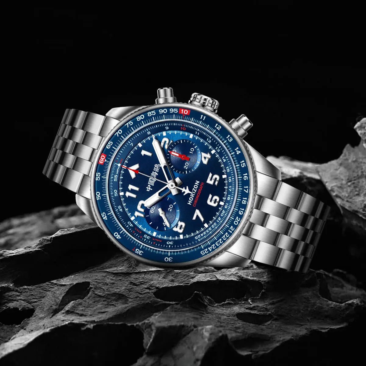 パンダパイロット|ホライゾンシリーズ|タキメーター|クロノグラフ|43mm Sea-Gull