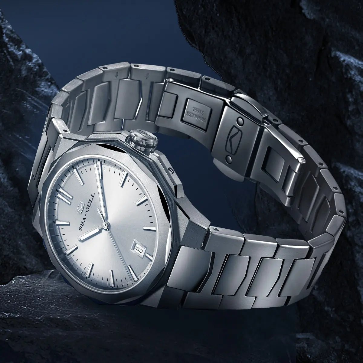 Business | カレンダー | ステンレススチール製ストラップ | 蓄光 | 40mm Sea-Gull