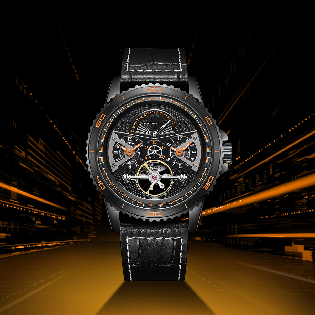 Dual Time Zone | GMT | Retrograde Calendar | Flywheel | 44mm