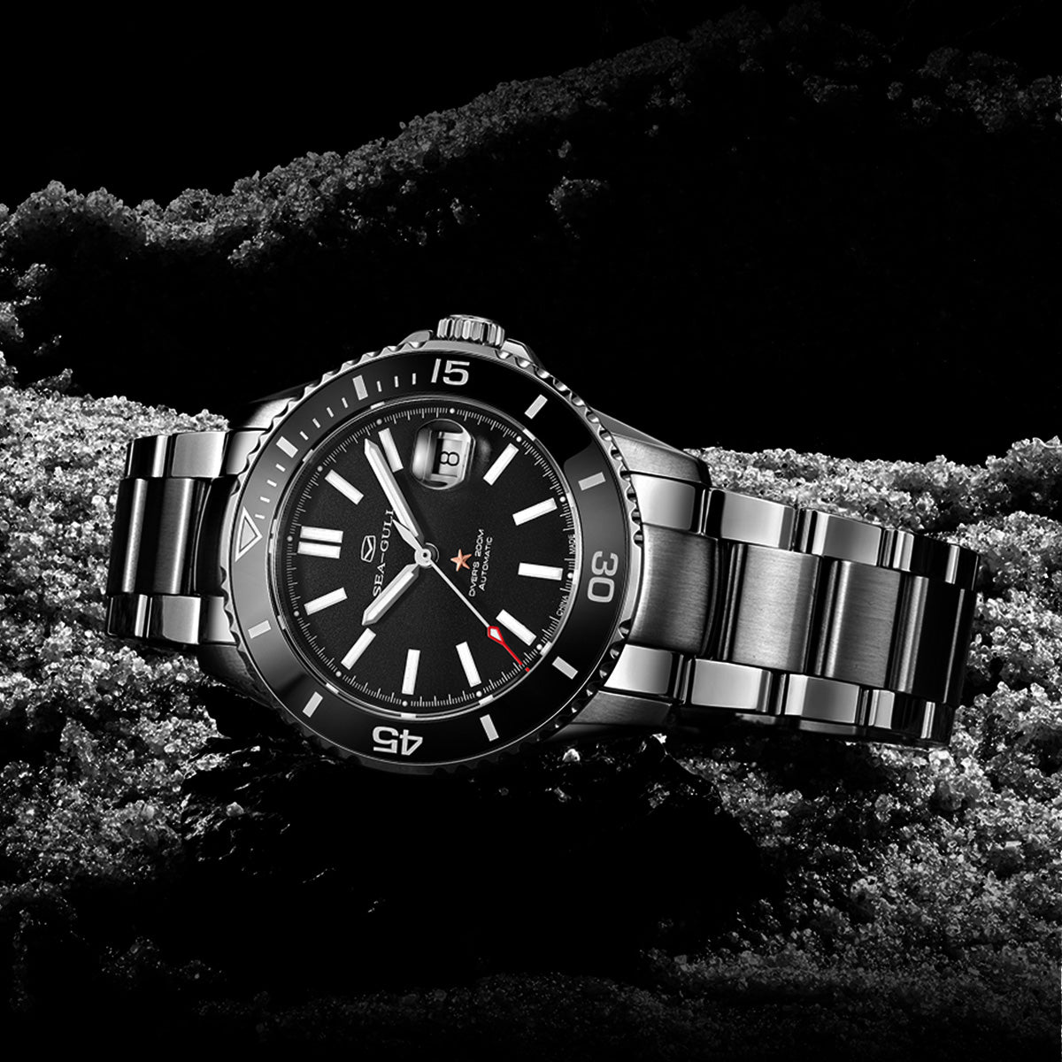 Serie Oceánica | 200M Impermeable | Bisel de Cerámica | Luminiscente | Calendario | 44mm