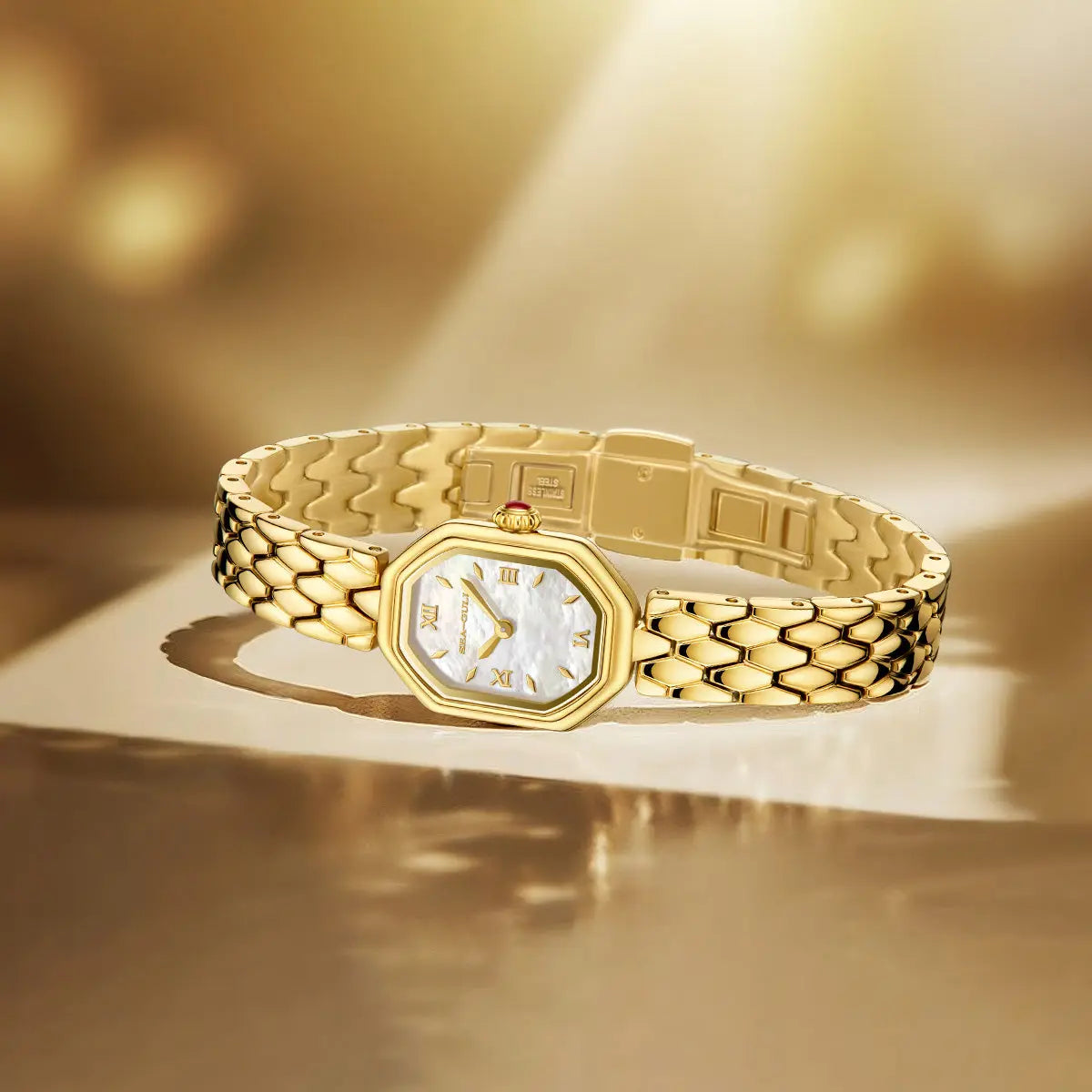 Octagonal | Slim | Quartz Movement | Mother-of-pearl dial | 24mm Sea-Gull