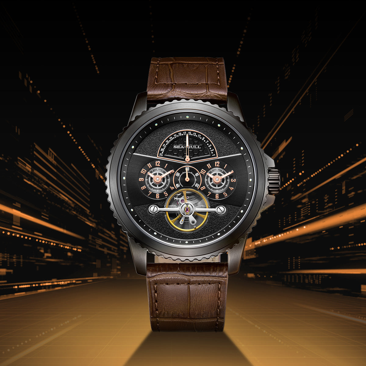 Dual Time Zone | Retrograde Calendar | Flywheel | 44mm Sea-Gull