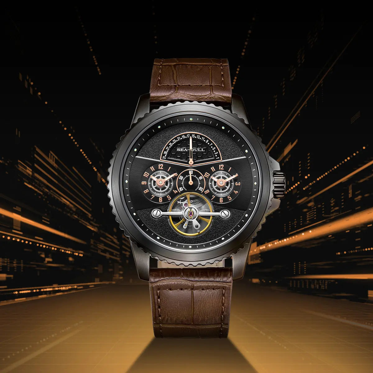 Dual Time Zone | Retrograde Calendar | Flywheel | 44mm Sea-Gull