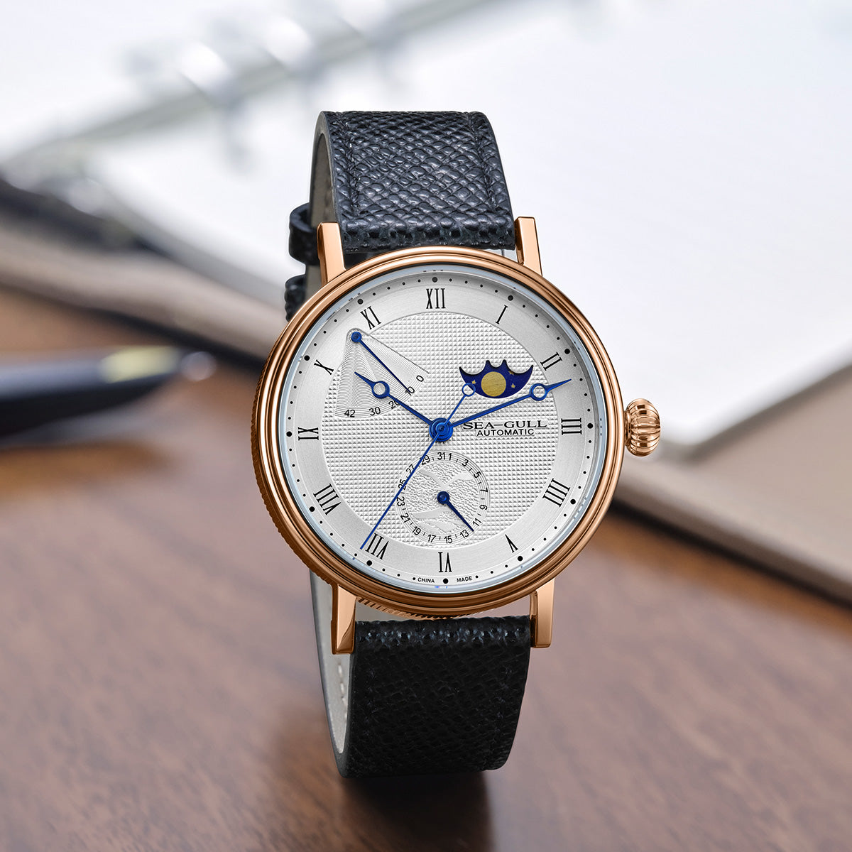 Mondphase | Geschäft | Vollständiger Kalender | Energieindikator | 41mm