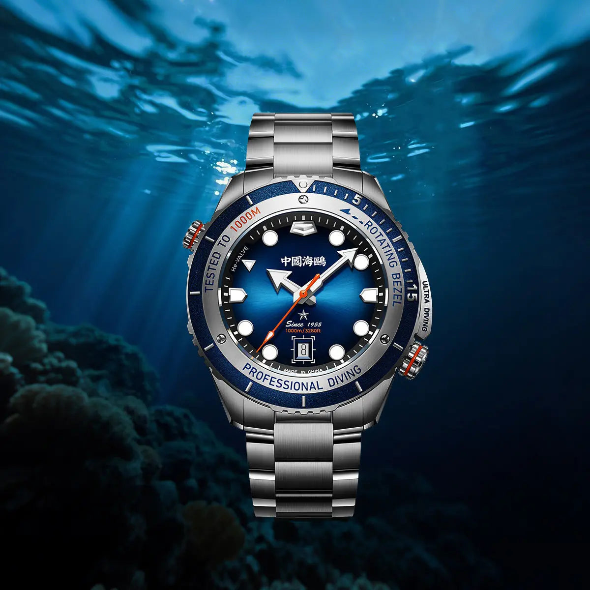 Deep Ocean|Ultra Diving Series | 1000M Waterproof | Helium Valve Design | Integrated Rotating Bezel | 45mm Sea-Gull