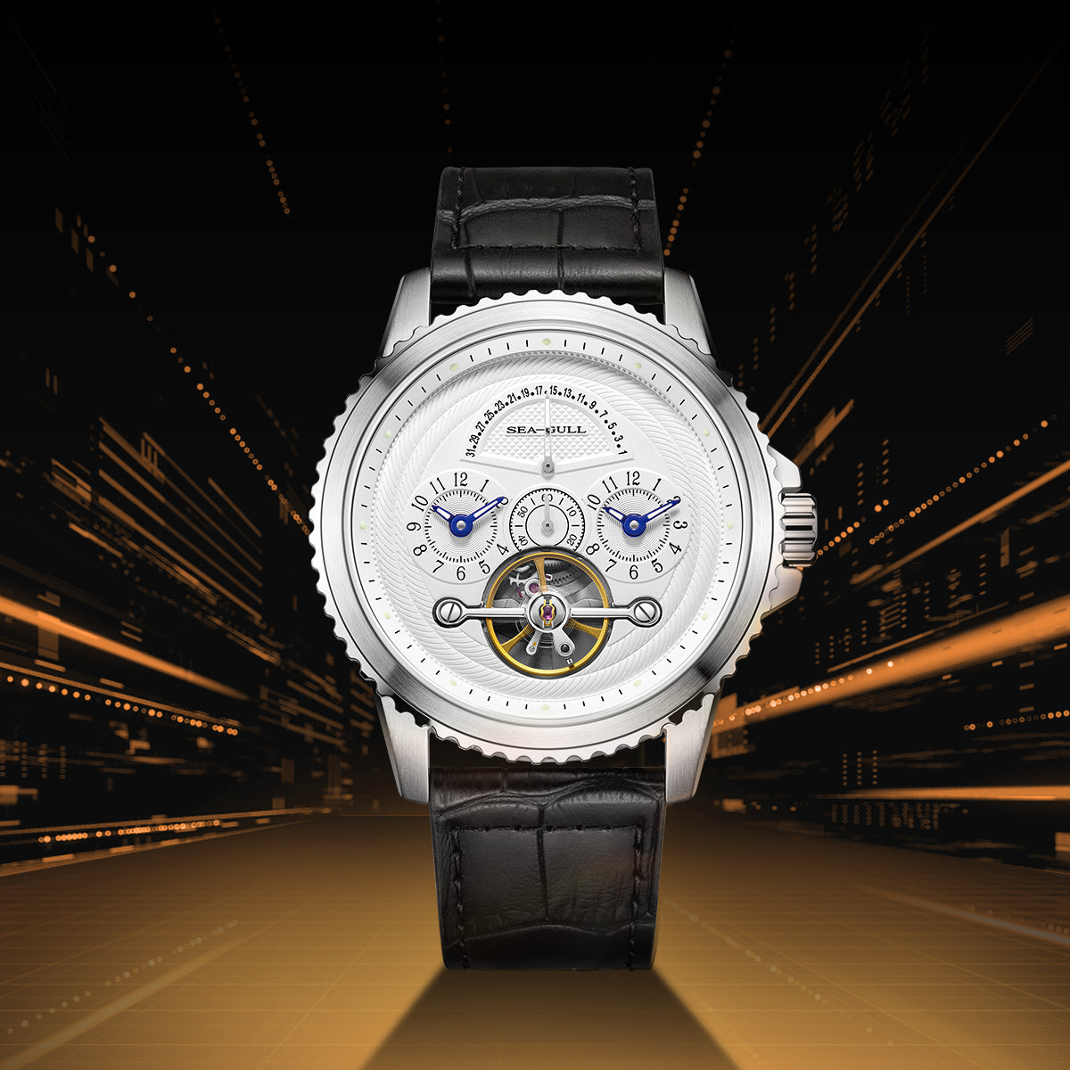 Dual Time Zone | Retrograde Calendar | Flywheel | 44mm Sea-Gull