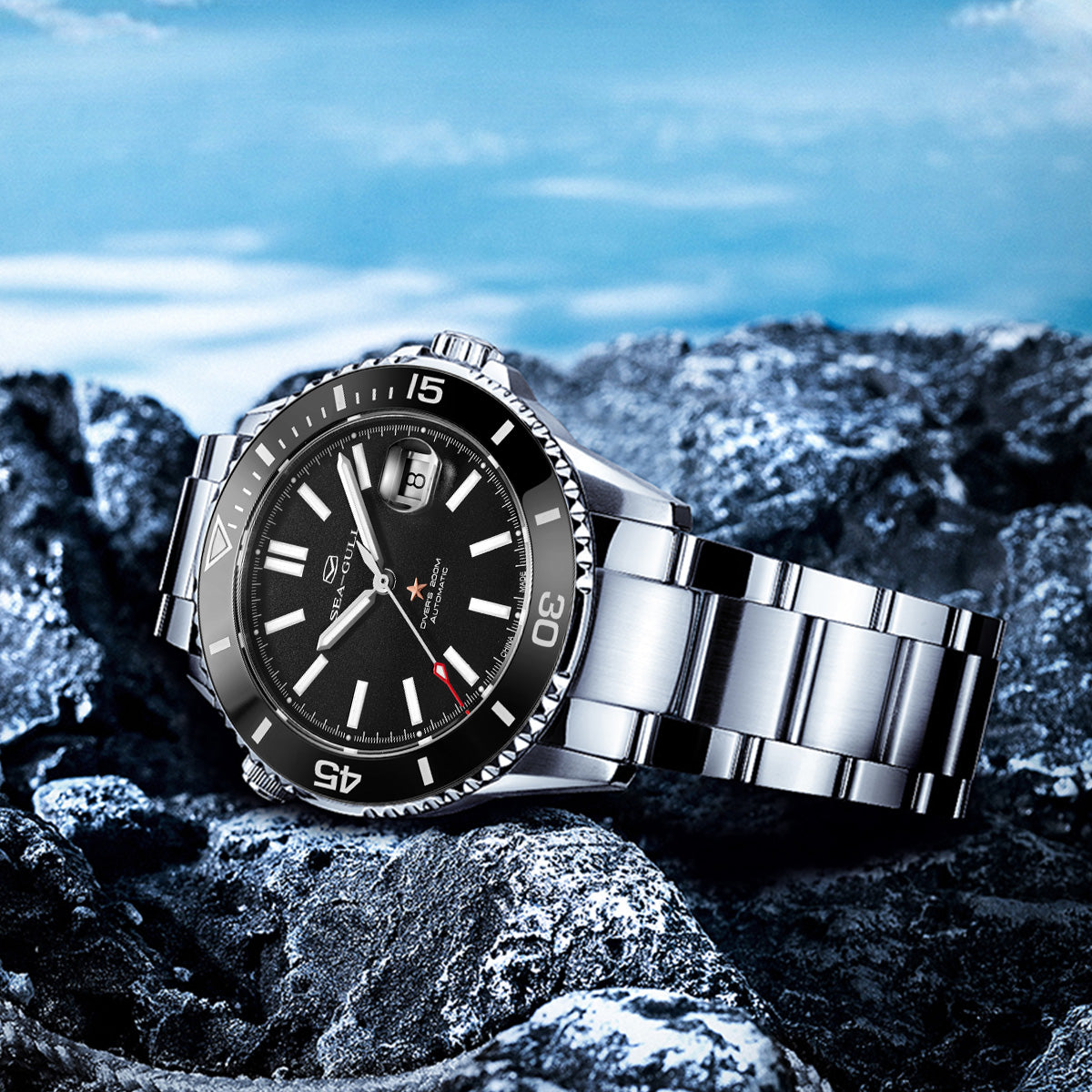 Serie Oceánica | 200M Impermeable | Bisel de Cerámica | Luminiscente | Calendario | 44mm