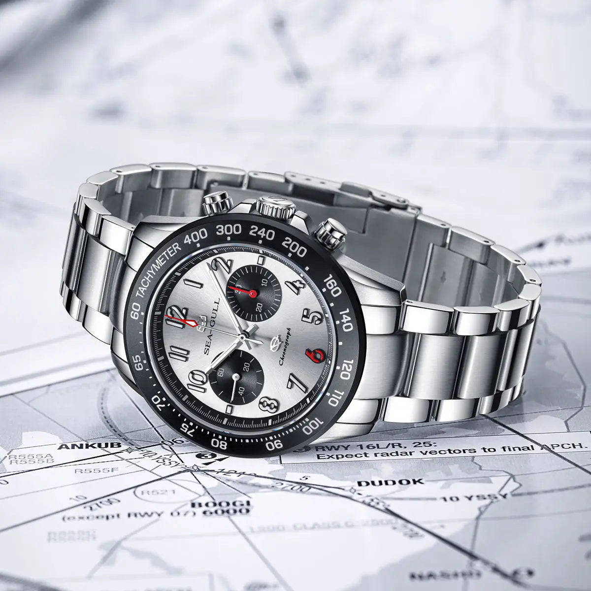 Panda Eye | Pilot | Chronograph | Tachymeter | Luminous | 44mm Sea-Gull