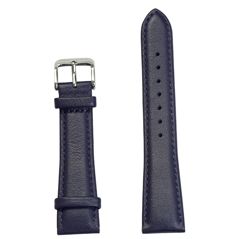 Leather Strap | Plain Grain | Pin Buckle | Blue | 20mm - Sea-Gull Watch Official Store