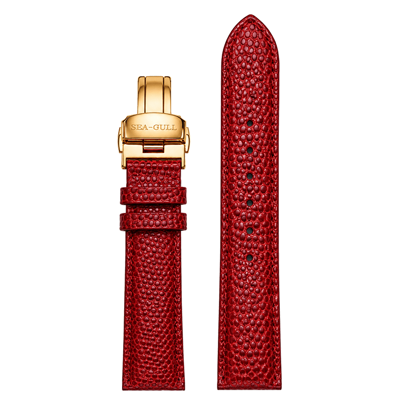 Leather Strap | Lizard Pattern | Butterfly Buckle | Red | 18mm - Sea-Gull Watch Official Store