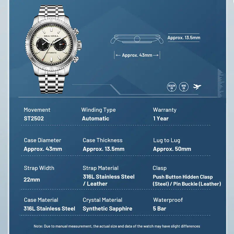 Panda Eye | GMT | Dual Calendar | Tachymeter | 43mm Sea-Gull