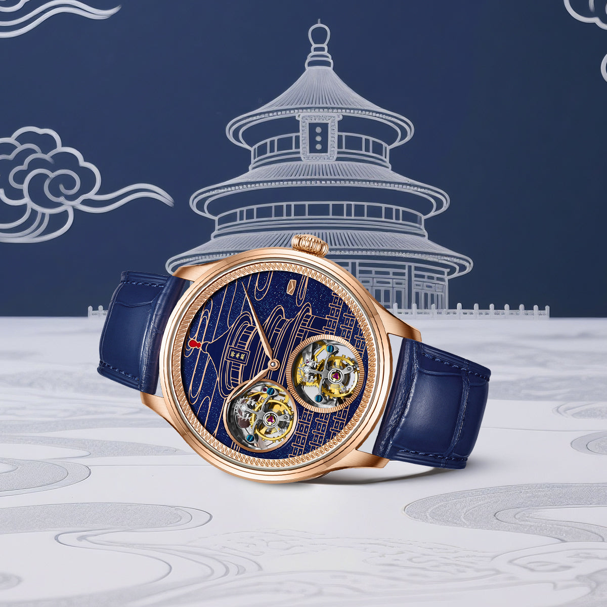Doppel-Tourbillon | Sternenhimmel-Zifferblatt | Tempel des Himmels Edition | 43mm