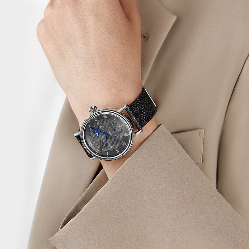 Phase de Lune | Entreprise | Calendrier Complet | Indicateur d'Énergie | 41mm